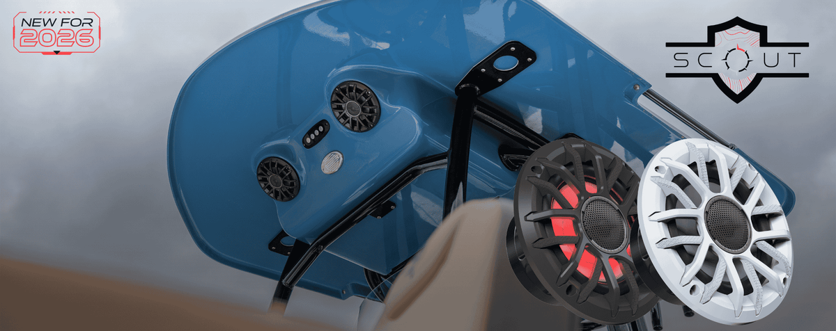Scout speaker announcement showing top of center console and sky.