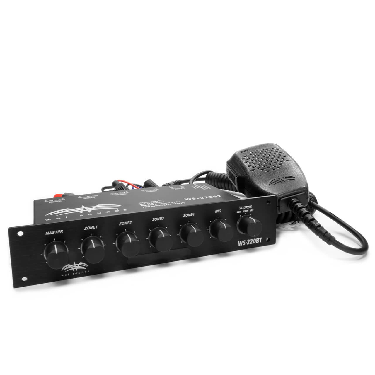 Wet Sounds Marine 4-Zone Level Controller w/ Integrated Bluetooth showing mic