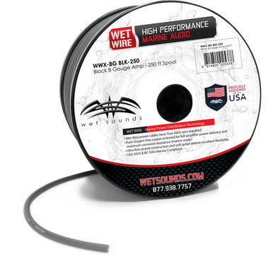 WW-8 BLK-250 | Black Frosted 8GA Wet Wire 250 Ft Spool