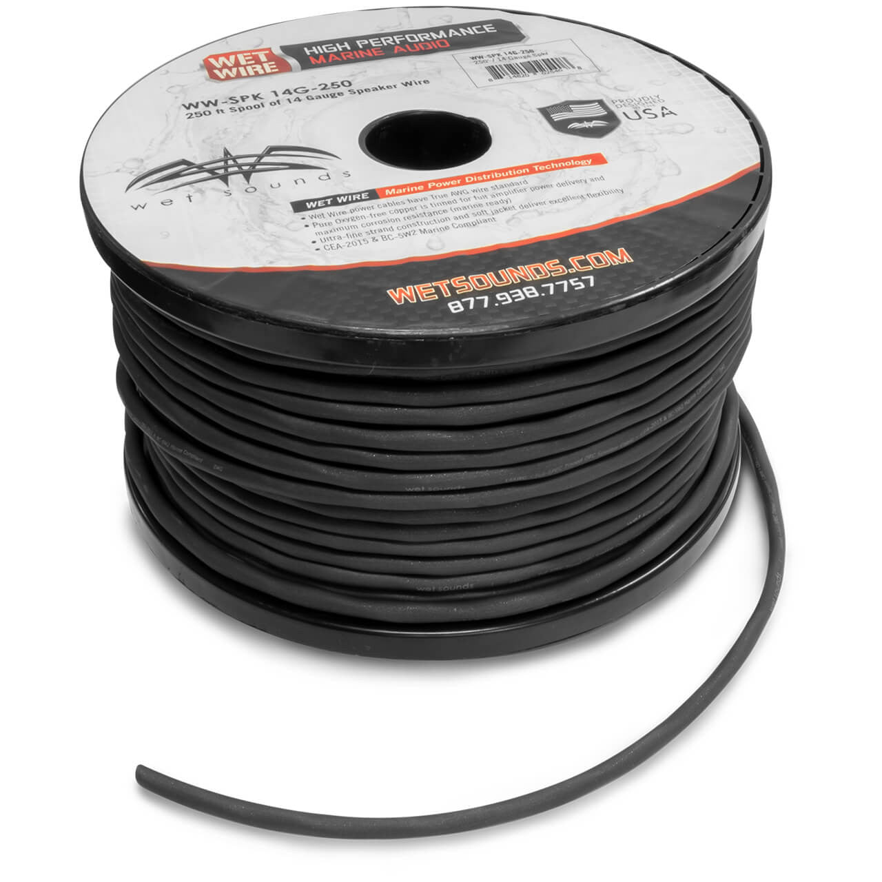 WWX-SPK 14G-250 | Wet Sounds Frosted 14 Gauge Speaker Wire 250' Spool Facing Up