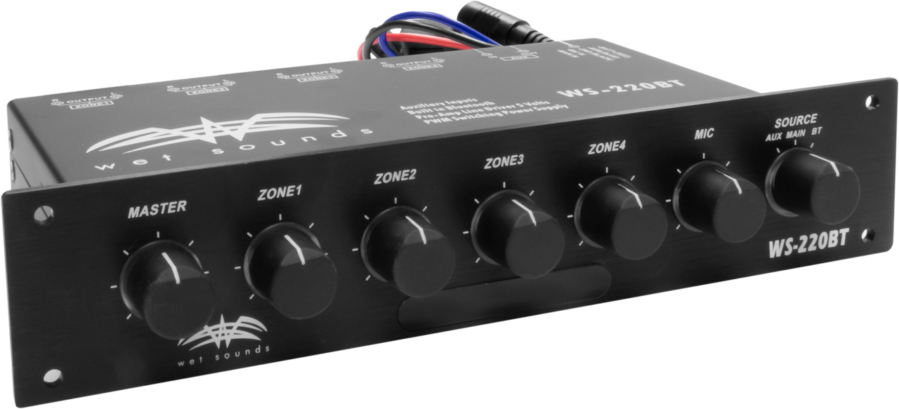 Wet Sounds Marine 4-Zone Level Controller w/ Integrated Bluetooth left side view