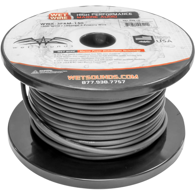 WWX-3PRM-150 Wet Wire | 3 Conductor 18 Gauge Primary Wire - 150'  Spool Side