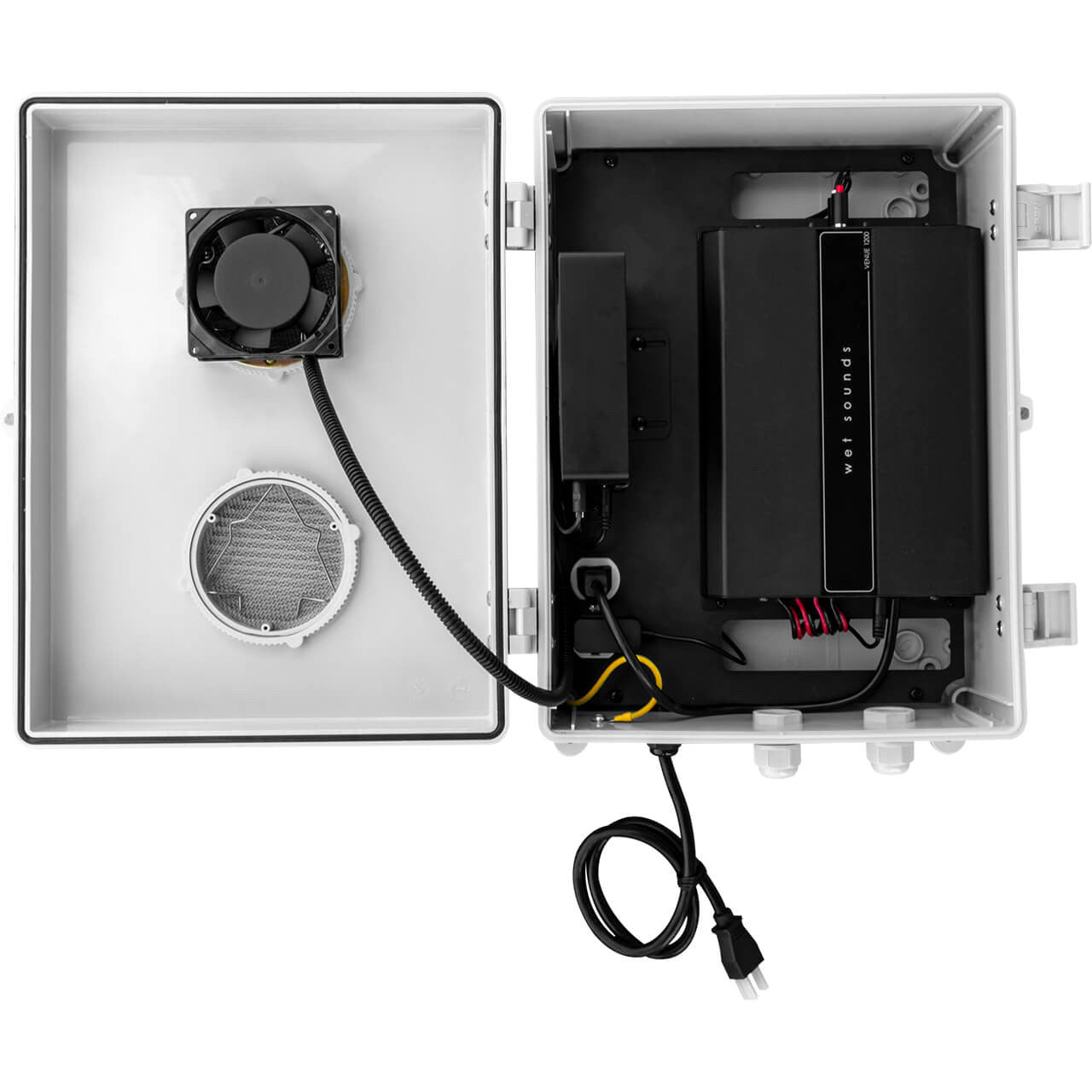 Wet Sounds | Venue Series 110v, 1200W 4 Channel Amplifier w/Enclosure Opened Case