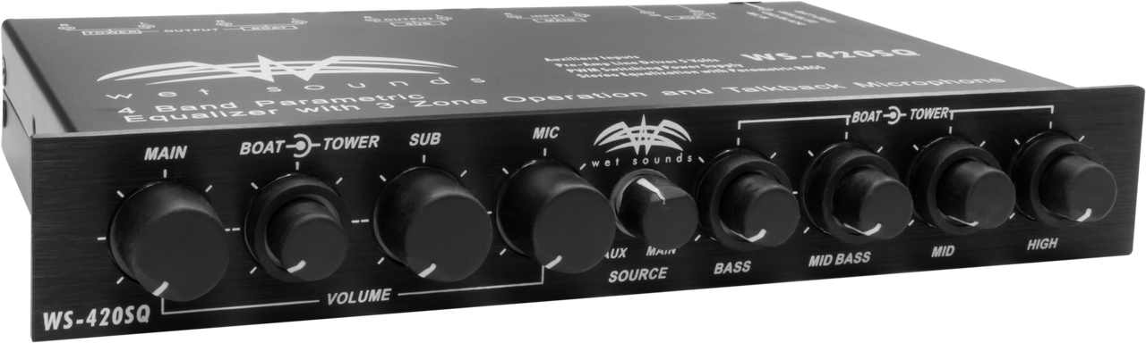 WS-420 SQ | Wet Sounds Marine Multi Zone 4 Band Parametric Equalizer Front