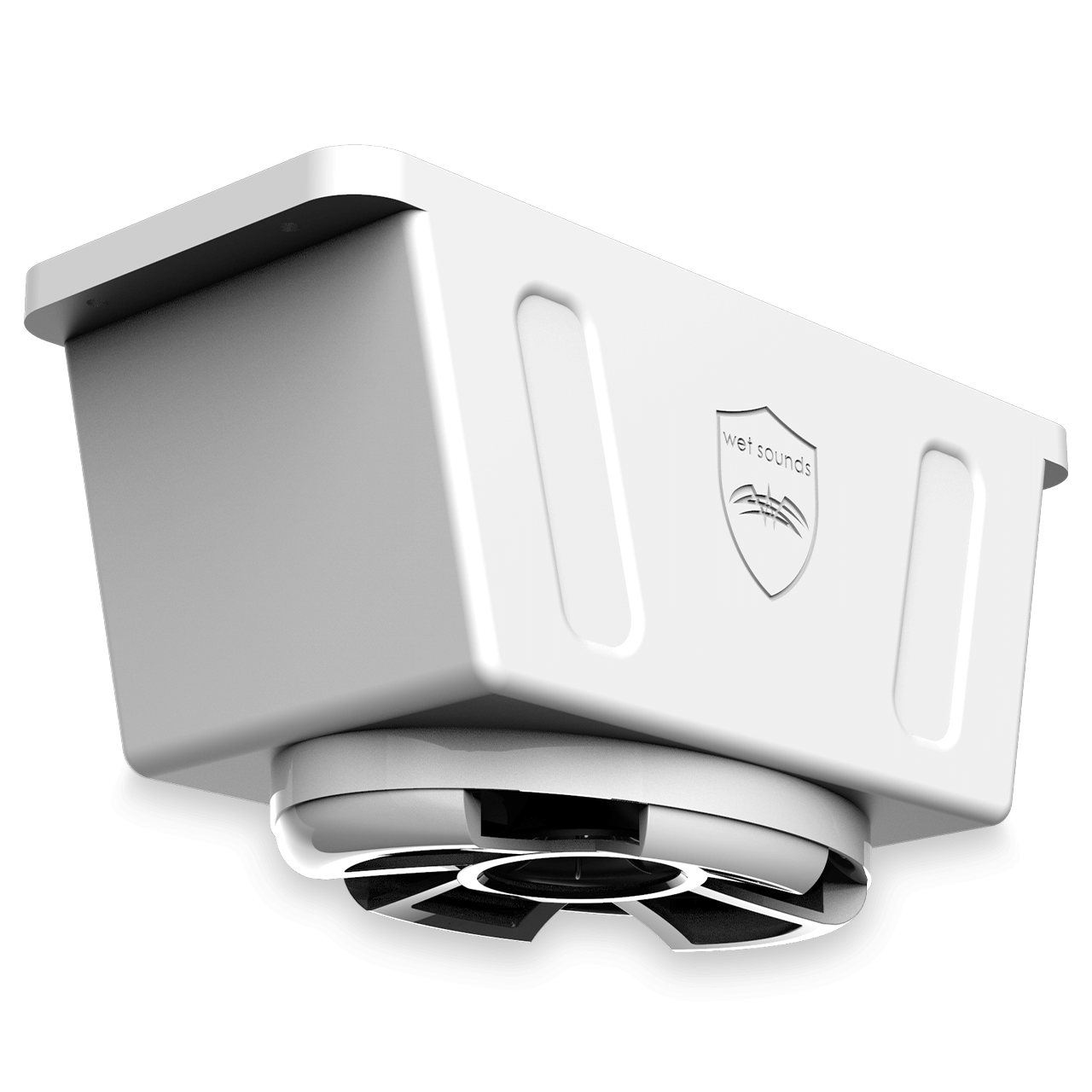 Wet Sounds | Revolution Series 5x7 HLCD With Surface Mountable Roto-Mold Enclosure + Grill - White Bottom View