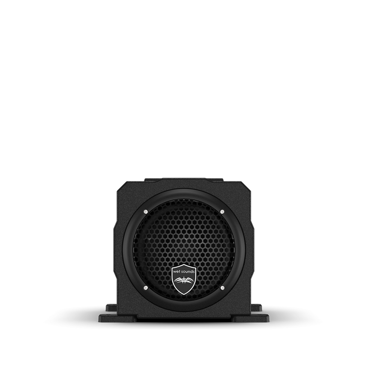 Powered marine subwoofer with built-in Class D amplifier and durable polyethylene enclosure