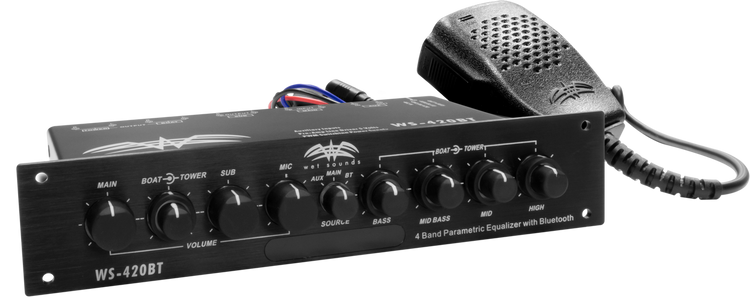 WS-420 BT | Wet Sounds Marine Multi Zone 4 Band Parametric Equalizer With Integrated Bluetooth