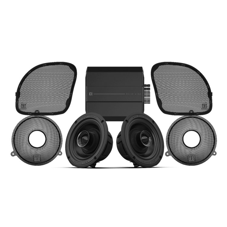 Harley-Davidson Road Glide with Wet Sounds WS-HAR-FSK Front Speaker Kit installed in fairing