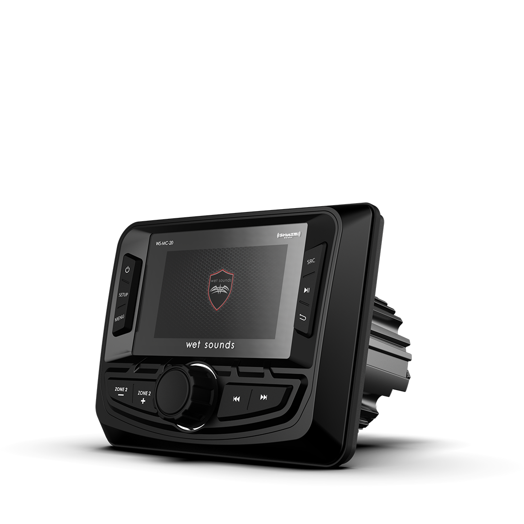 WS-MC-20 | Wet Sounds Compact 2-Zone Media Receiver Source Unit with SiriusXM-Ready® and NMEA 2000 Connectivity Front Left View