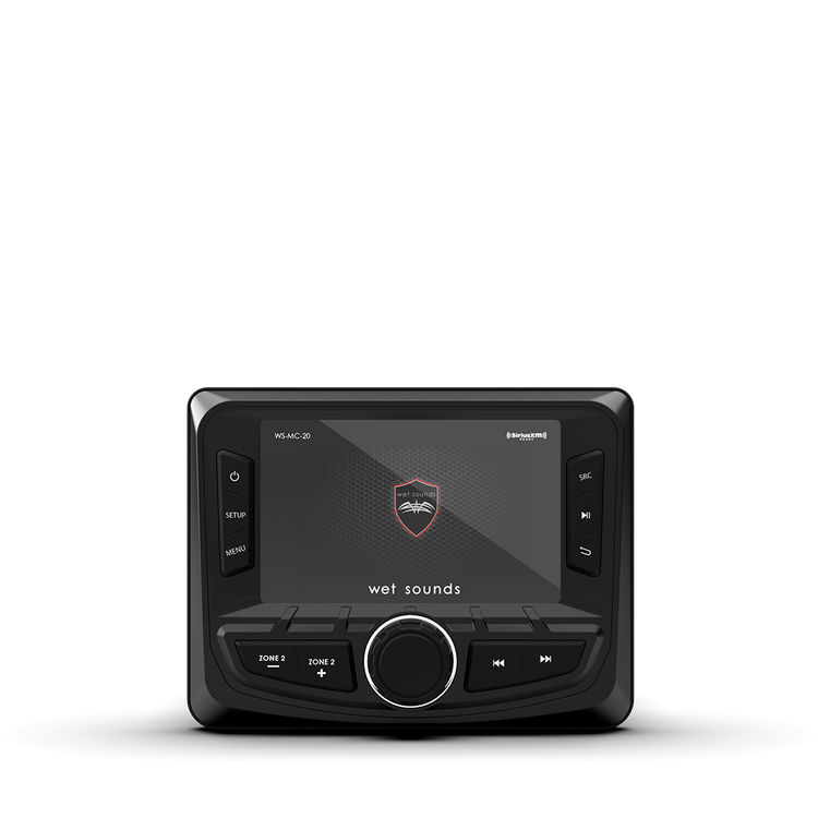 WS-MC-20 | Wet Sounds Compact 2-Zone Media Receiver Source Unit with SiriusXM-Ready® and NMEA 2000 Connectivity Front View