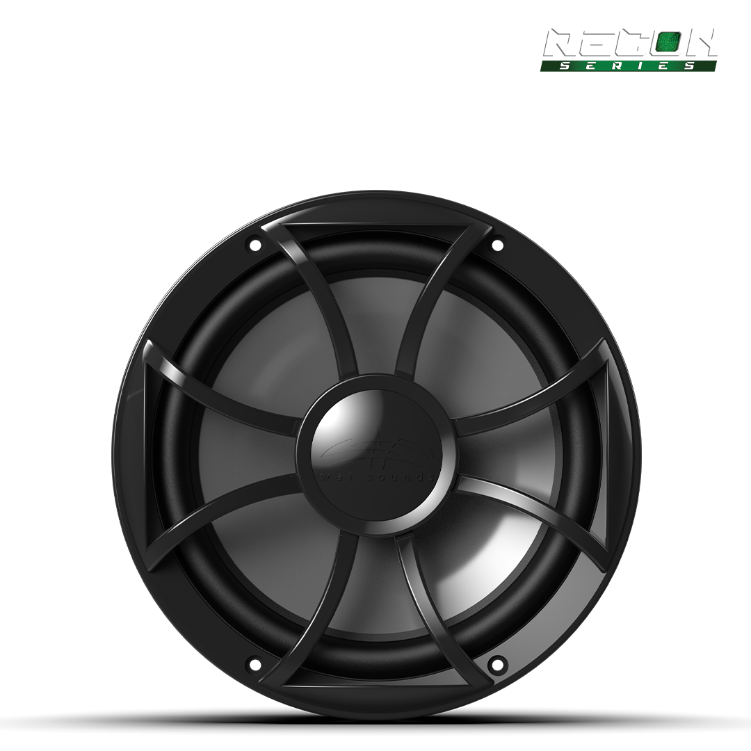 RECON 10 FA 4Ω subwoofer front view showing 10 inch cone and black grille design