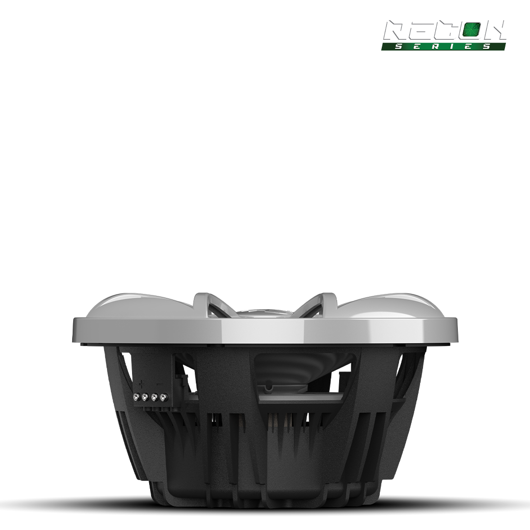 Powersports audio system upgrade featuring RECON 10 subwoofer with silver grille