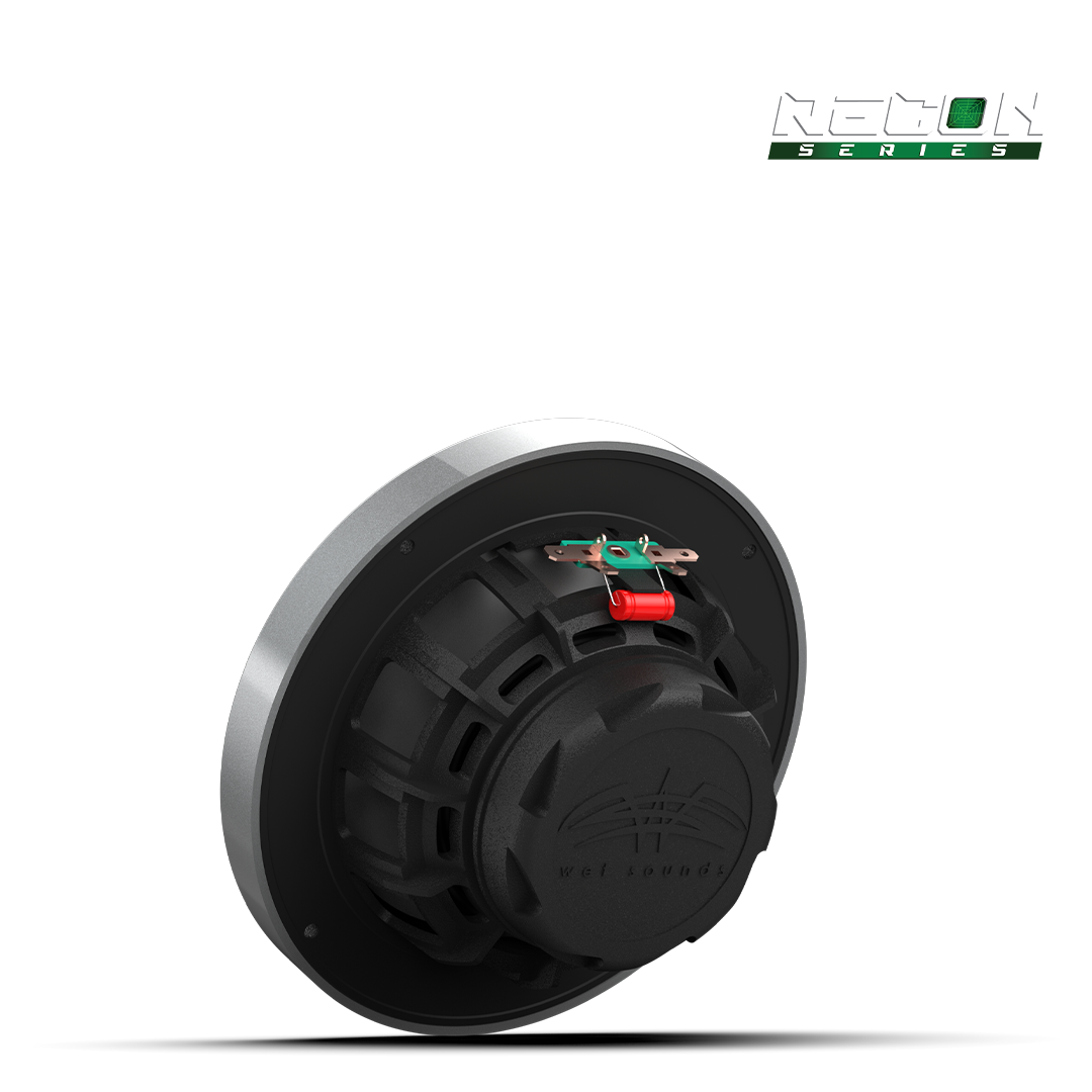 Wet Sounds™ RECON™ Series 6.5-inch High-Output Component Style Coaxial Speakers w/ XS-Silver RGB Grilles Back Left