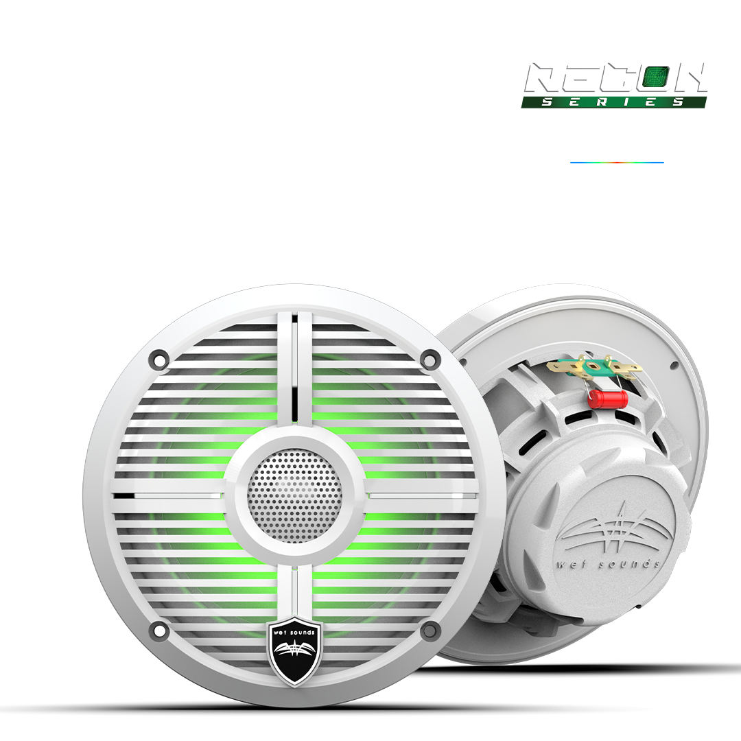 Wet Sounds™ RECON™ Series 6.5-inch High-Output Component Style Coaxial Speakers w/ XW-White RGB Grilles Hero