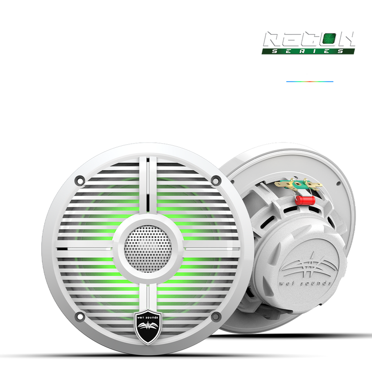 Wet Sounds™ RECON™ Series 6.5-inch High-Output Component Style Coaxial Speakers w/ XW-White RGB Grilles Hero