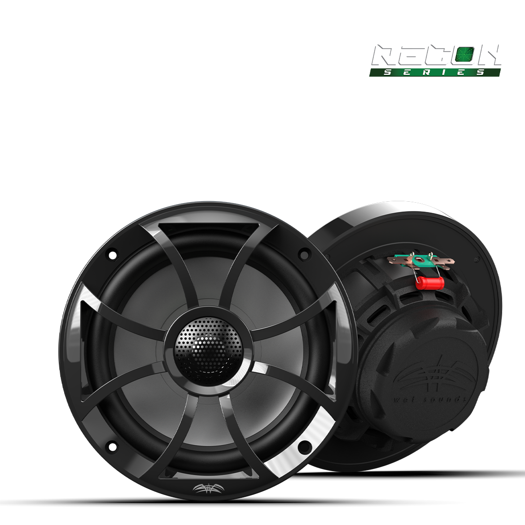 Wet Sounds RECON 6 marine speaker with XS-Black grille front view