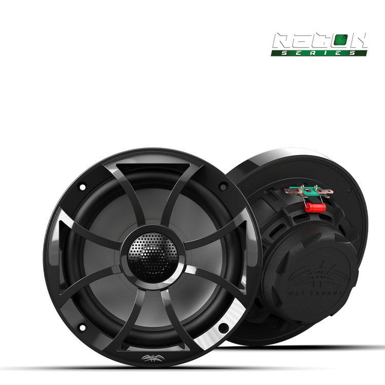 Wet Sounds RECON 6 marine speaker with XS-Black grille front view