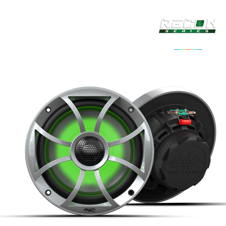 Wet Sounds™ RECON™ Series 6.5-inch High-Output Component Style Coaxial Speakers w/ XS-Silver RGB Grilles Hero