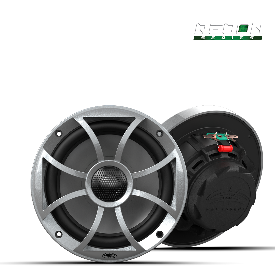 Wet Sounds RECON 6 marine speaker with XS-Silver grille front view