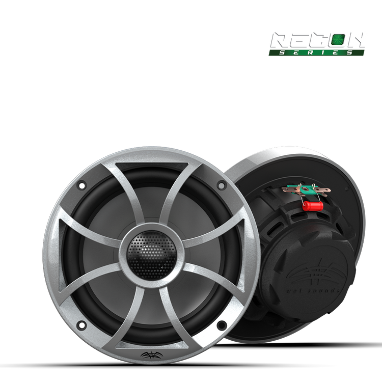 Wet Sounds RECON 6 marine speaker with XS-Silver grille front view
