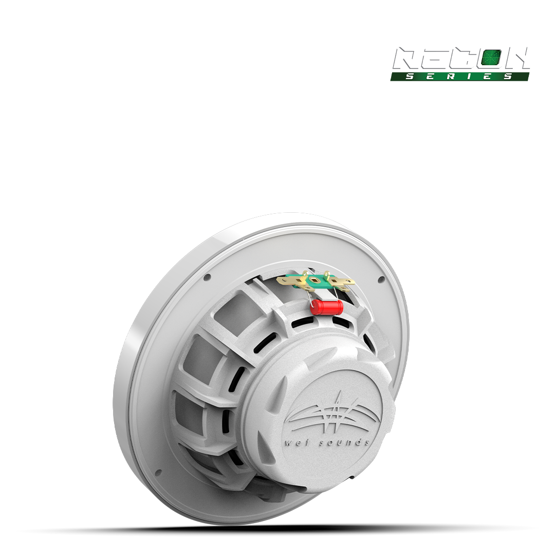 Wet Sounds™ RECON™ Series 6.5-inch High-Output Component Style Coaxial Speakers w/ XW-White RGB Grilles Back Left