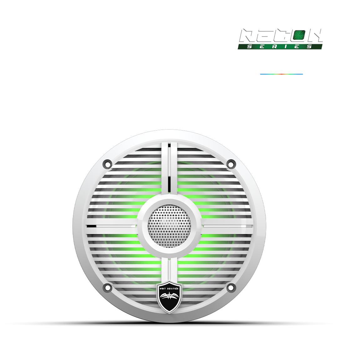 Wet Sounds™ RECON™ Series 6.5-inch High-Output Component Style Coaxial Speakers w/ XW-White RGB Grilles Front