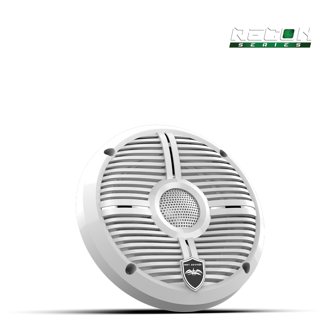 6.5-inch RECON marine speaker with XW-White grille and composite cone detail