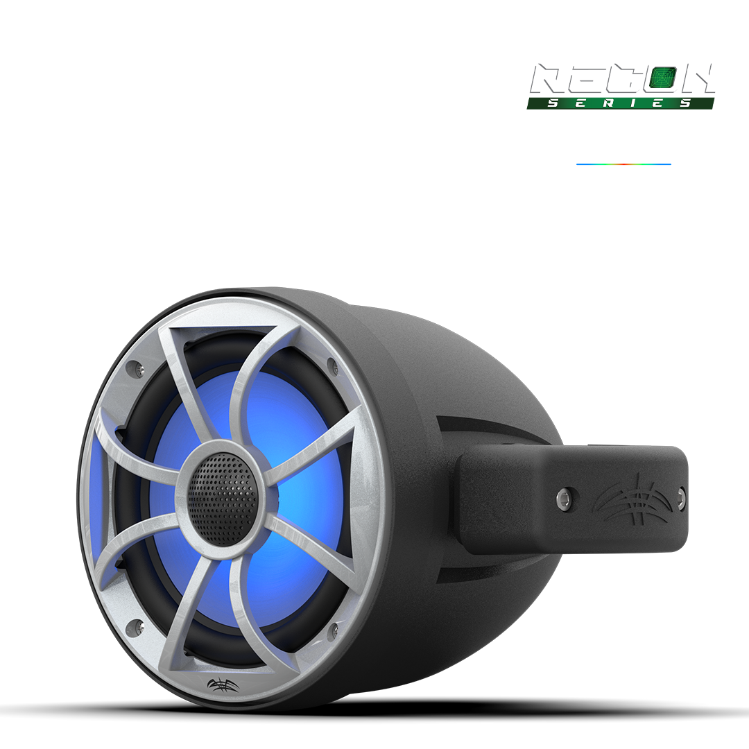Wet Sounds 6.5-Inch Coaxial Tower Speakers w/ XS-Silver RGB Grilles - Front Left Blue