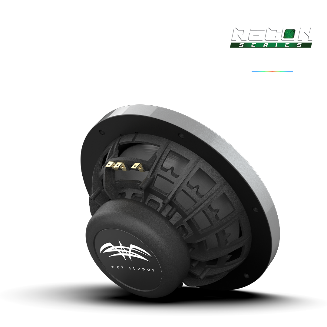 Close-up of RECON 8 speaker with composite cone and high output tweeter detail