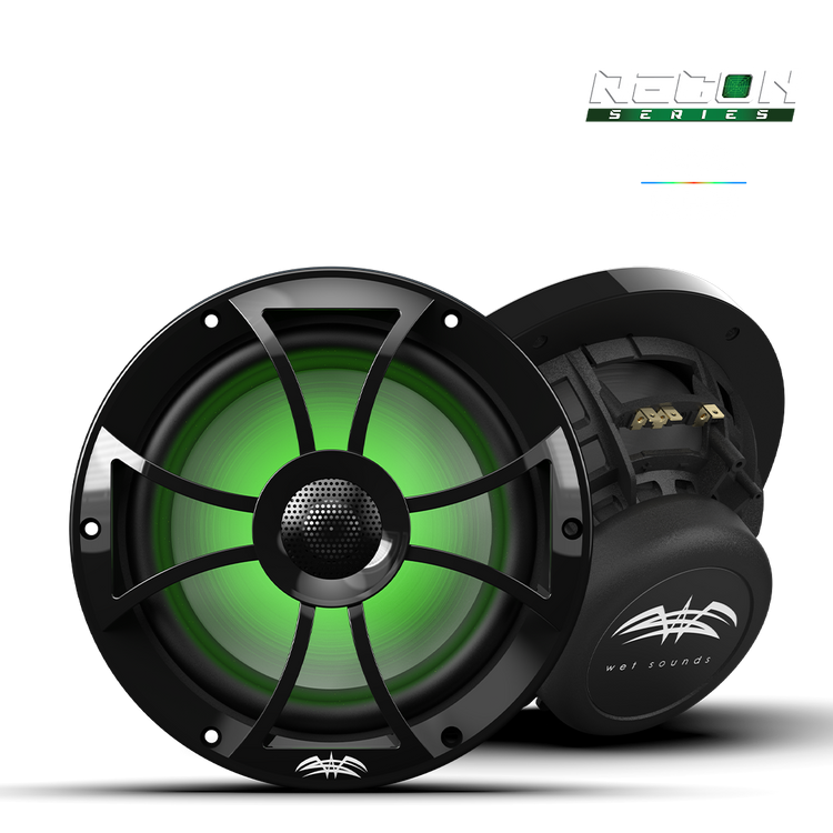 Wet Sounds RECON 8 XS-Black marine speaker with RGB LED grille lighting