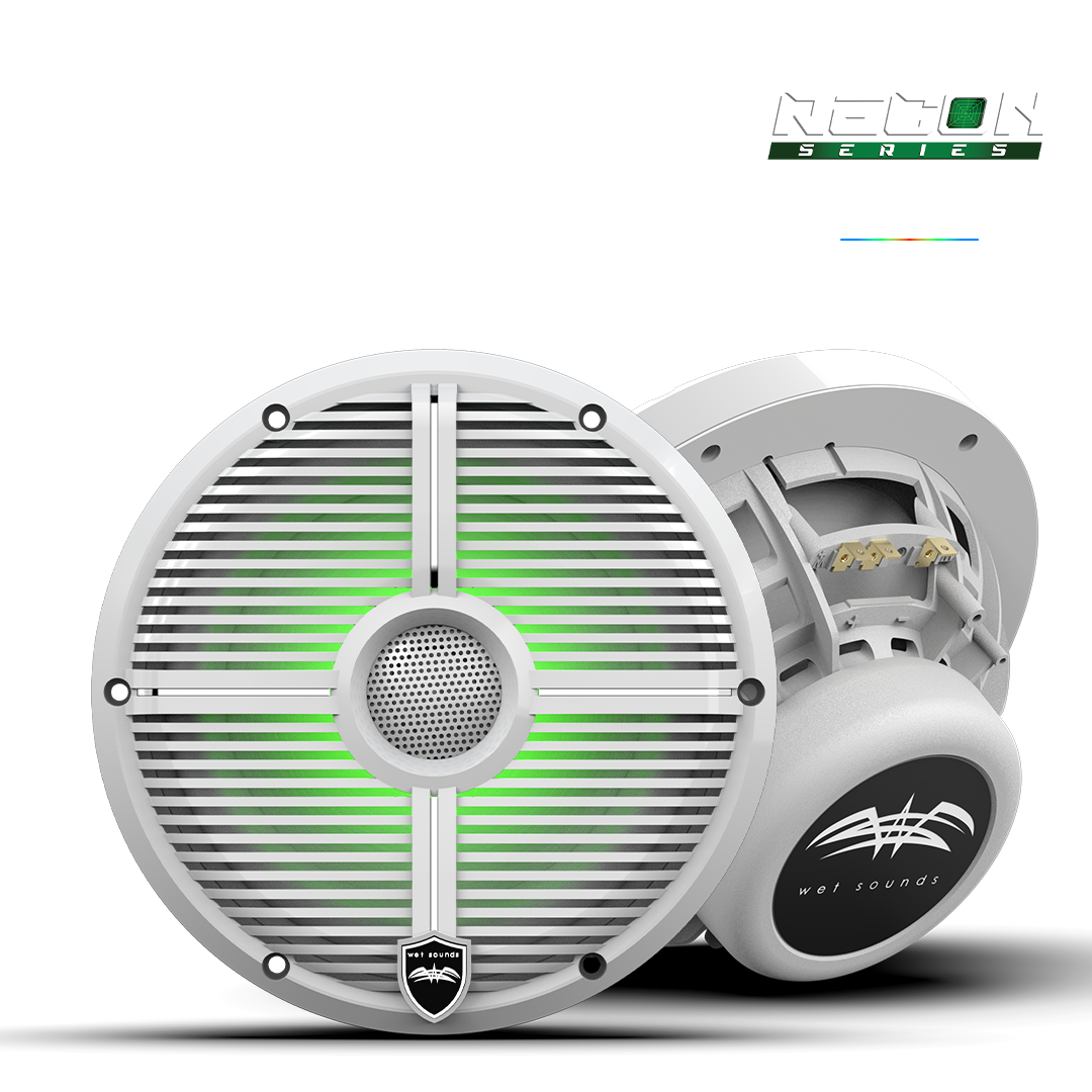 Wet Sounds RECON 8 XW-White marine speaker with RGB LED grille lighting