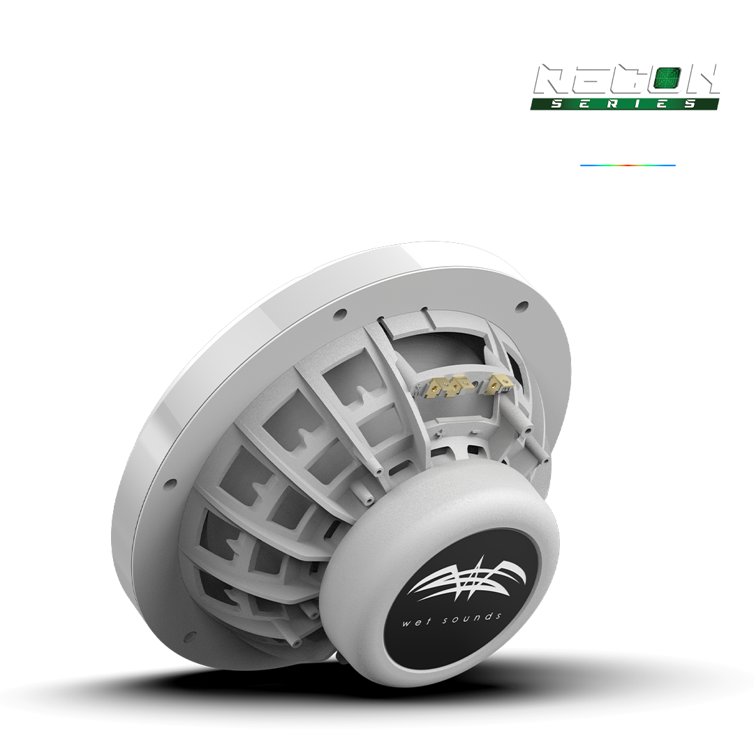 Powersports audio upgrade with Wet Sounds RECON 8 white RGB speaker in off-road vehicle