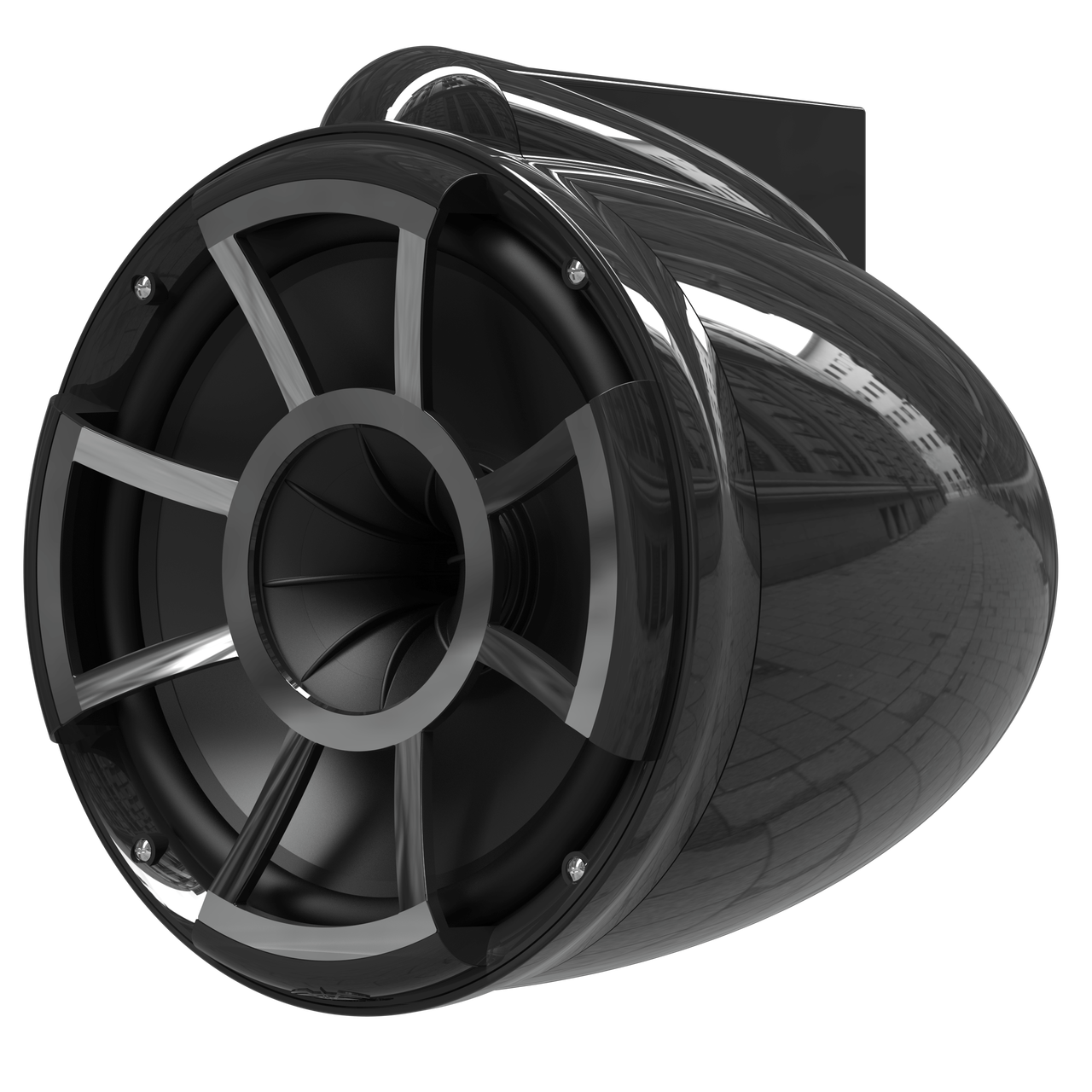 REV 10 B-X V2 | Wet Sounds Revolution Series 10" Black Tower Speaker With X Mount Kit For Surface Mounting Front Left