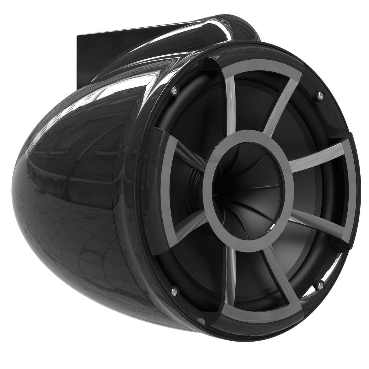 REV 10 B-X V2 | Wet Sounds Revolution Series 10" Black Tower Speaker With X Mount Kit For Surface Mounting Front Right