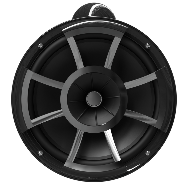 REV 10 B-X V2 | Wet Sounds Revolution Series 10" Black Tower Speaker With X Mount Kit For Surface Mounting Front