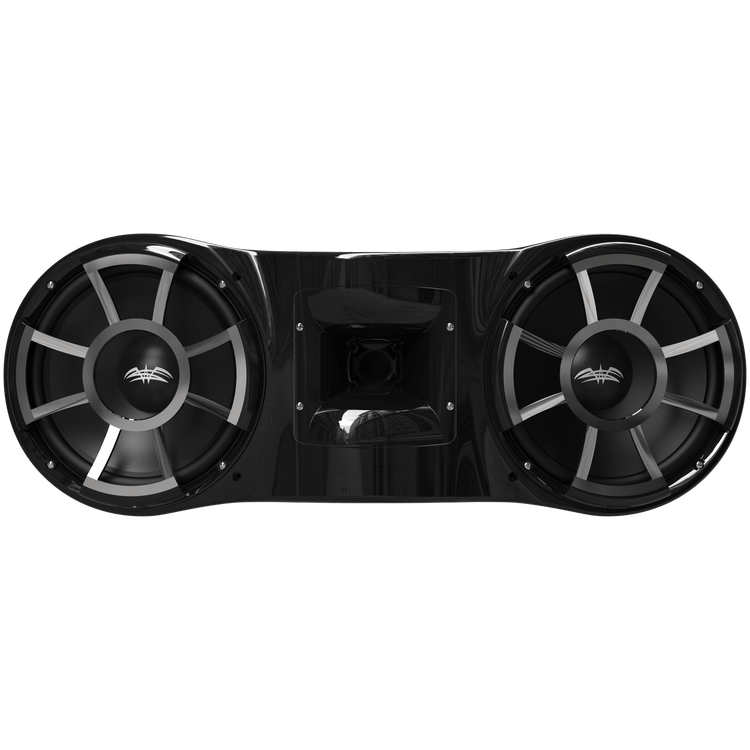 REV 410 B-X V2 | Wet Sounds Revolution Series Dual 10" Black Tower Speaker with X Mount Kit Front
