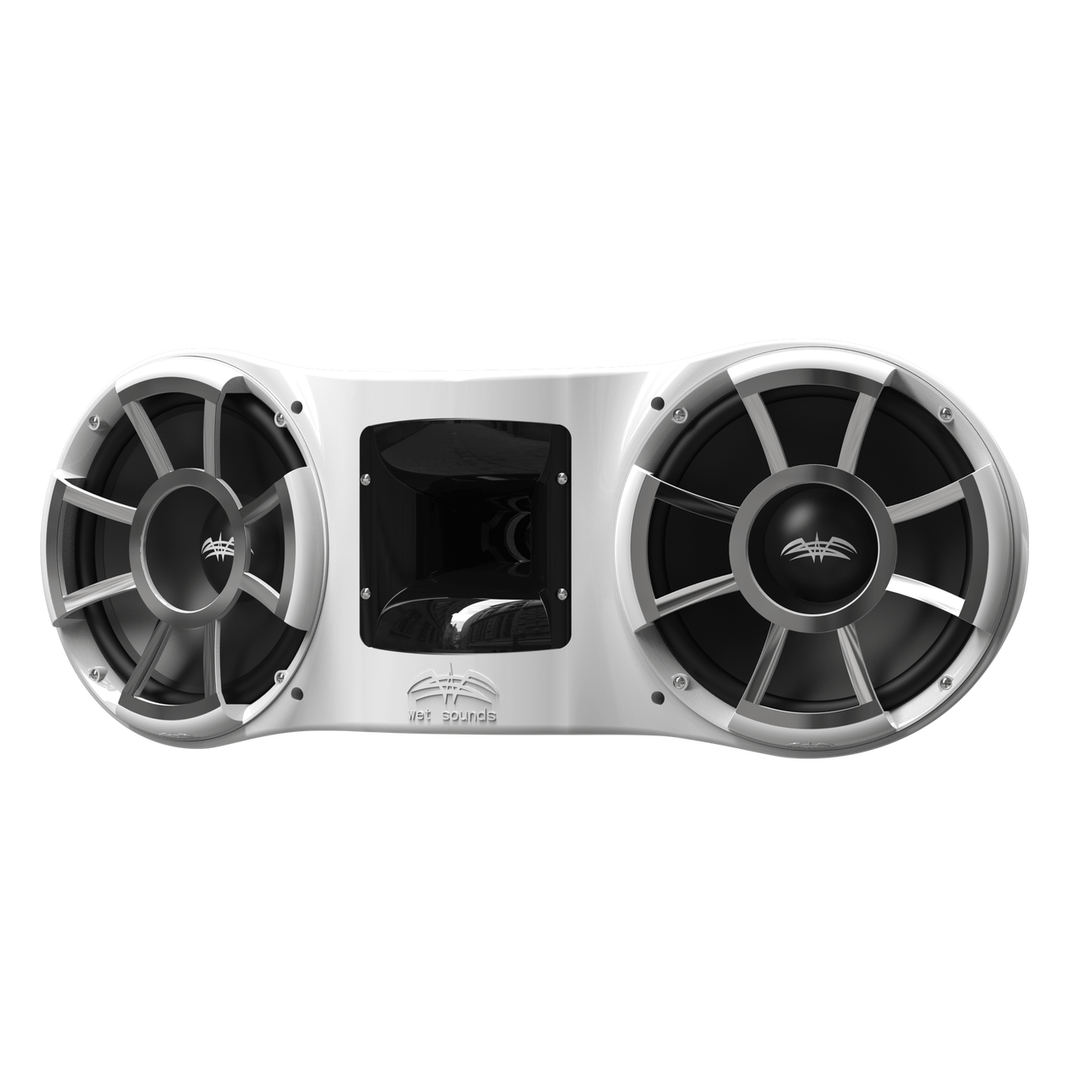 REV 410 W-X V2 | Wet Sounds Revolution Series Dual 10" White Tower Speaker with X Mount Kit Front Left