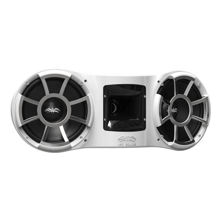 REV 410 W-X V2 | Wet Sounds Revolution Series Dual 10" White Tower Speaker with X Mount Kit Front Right