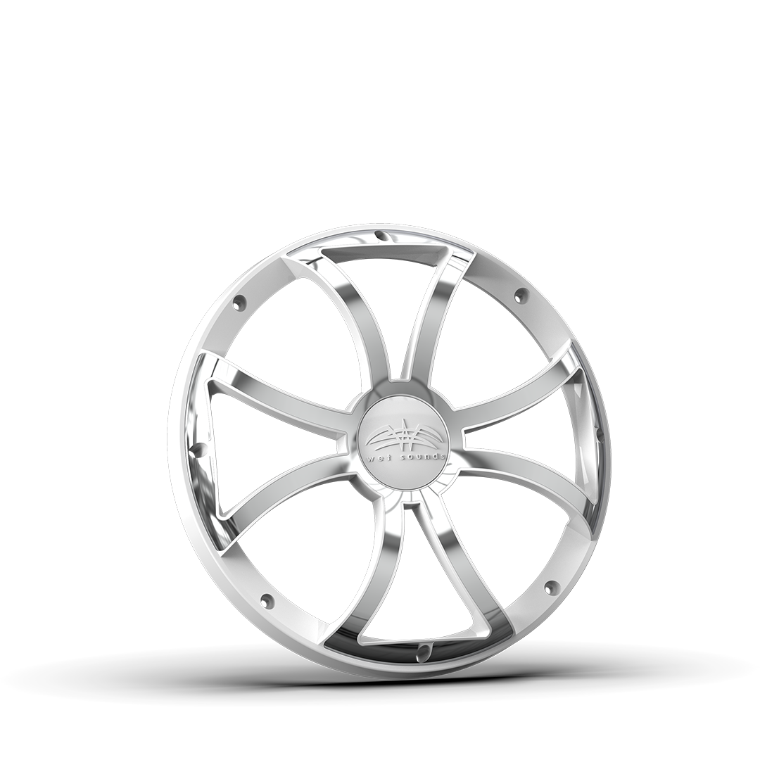 REVO 12 XS-W-SS GRILLE V3 | REVO 12-inch White Stainless Steel XS Subwoofer Grille