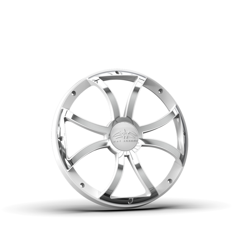 REVO 12 XS-W-SS GRILLE V3 | REVO 12-inch White Stainless Steel XS Subwoofer Grille