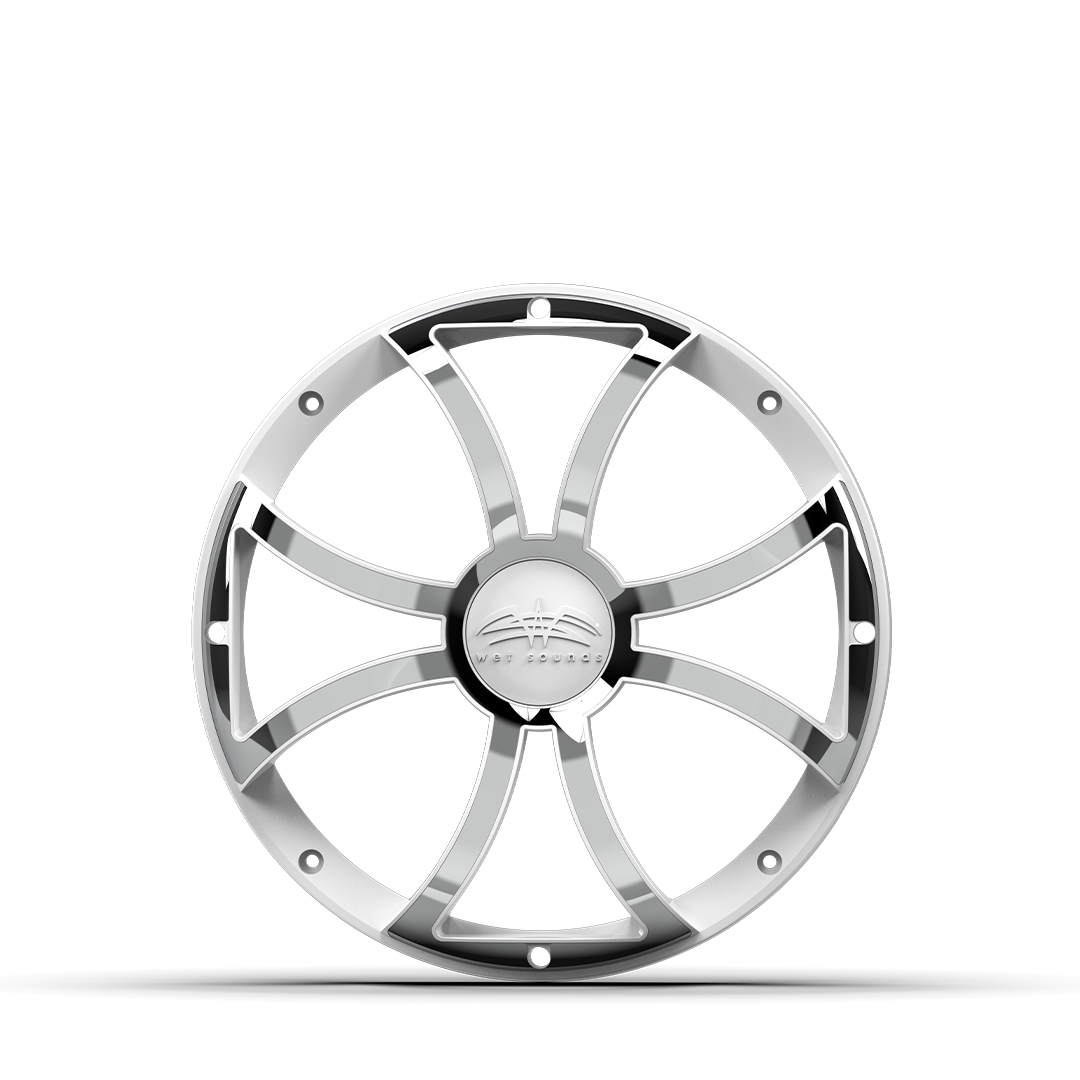 REVO 12 XS-W-SS GRILLE V3 | REVO 12-inch White Stainless Steel XS Subwoofer Grille