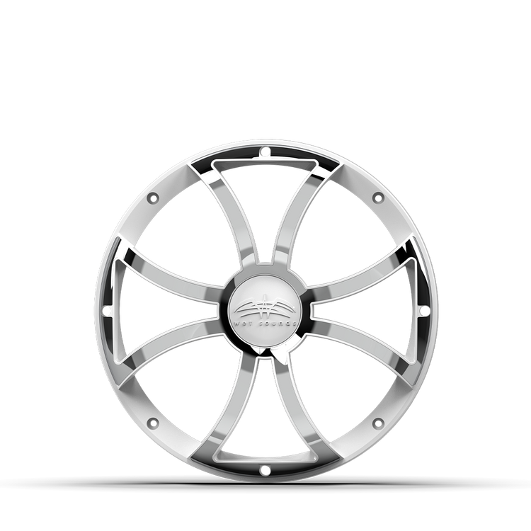 REVO 12 XS-W-SS GRILLE V3 | REVO 12-inch White Stainless Steel XS Subwoofer Grille
