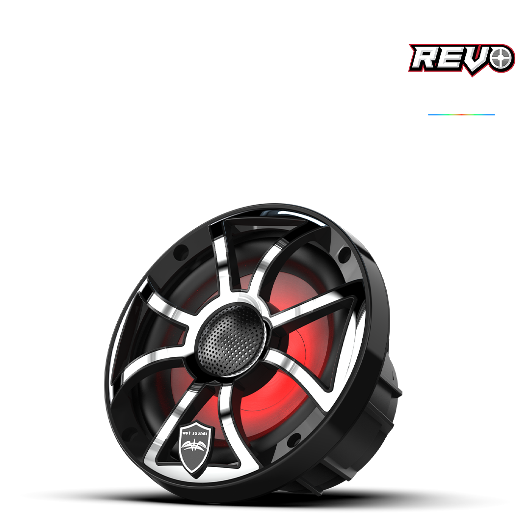 REVO Series 6.5-inch High-Output Component Style Coaxial Speakers w/ XS-Black-Stainless Steel RGB Grilles