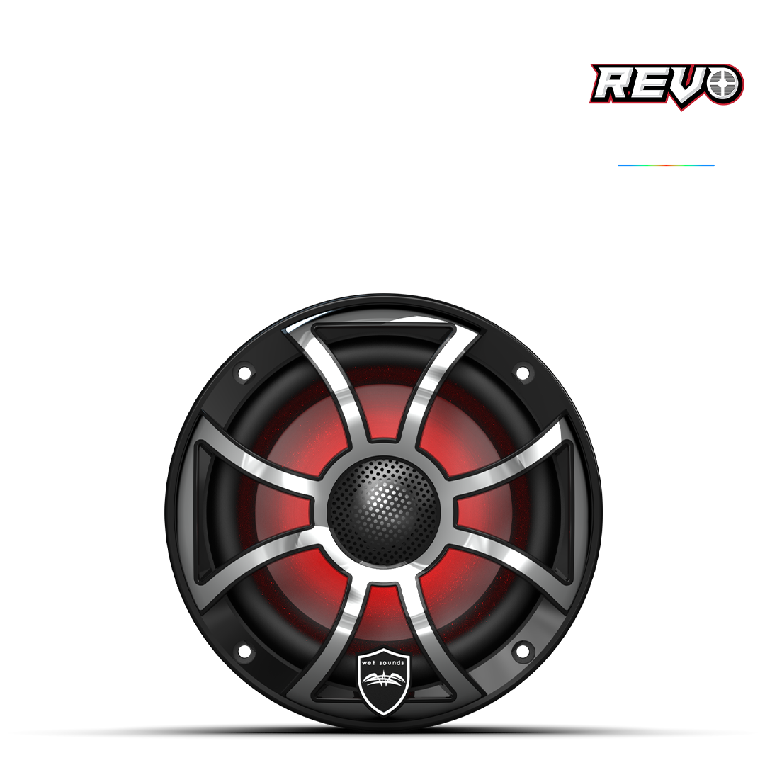 REVO Series 6.5-inch High-Output Component Style Coaxial Speakers w/ XS-Black-Stainless Steel RGB Grilles