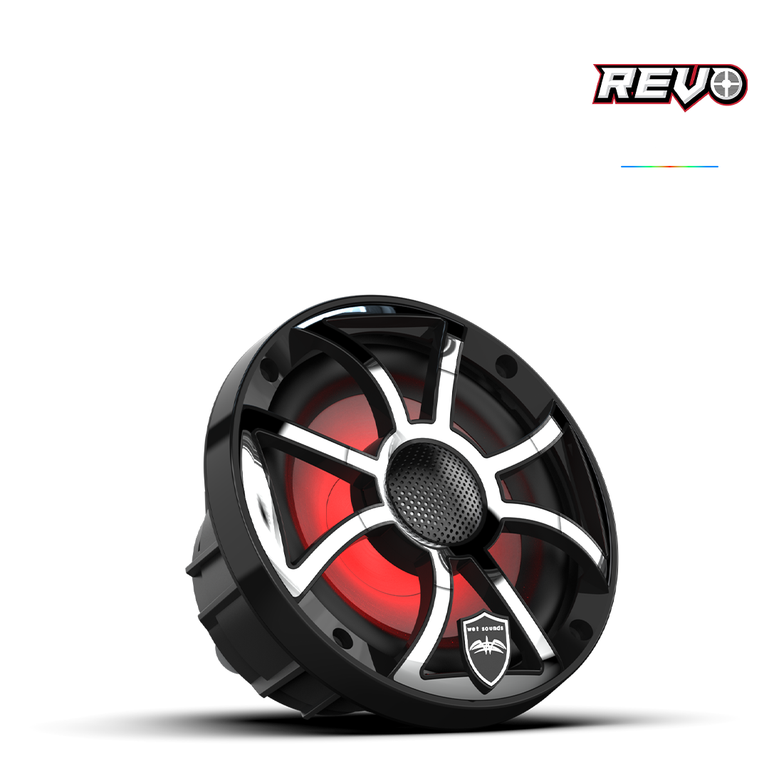 REVO Series 6.5-inch High-Output Component Style Coaxial Speakers w/ XS-Black-Stainless Steel RGB Grilles