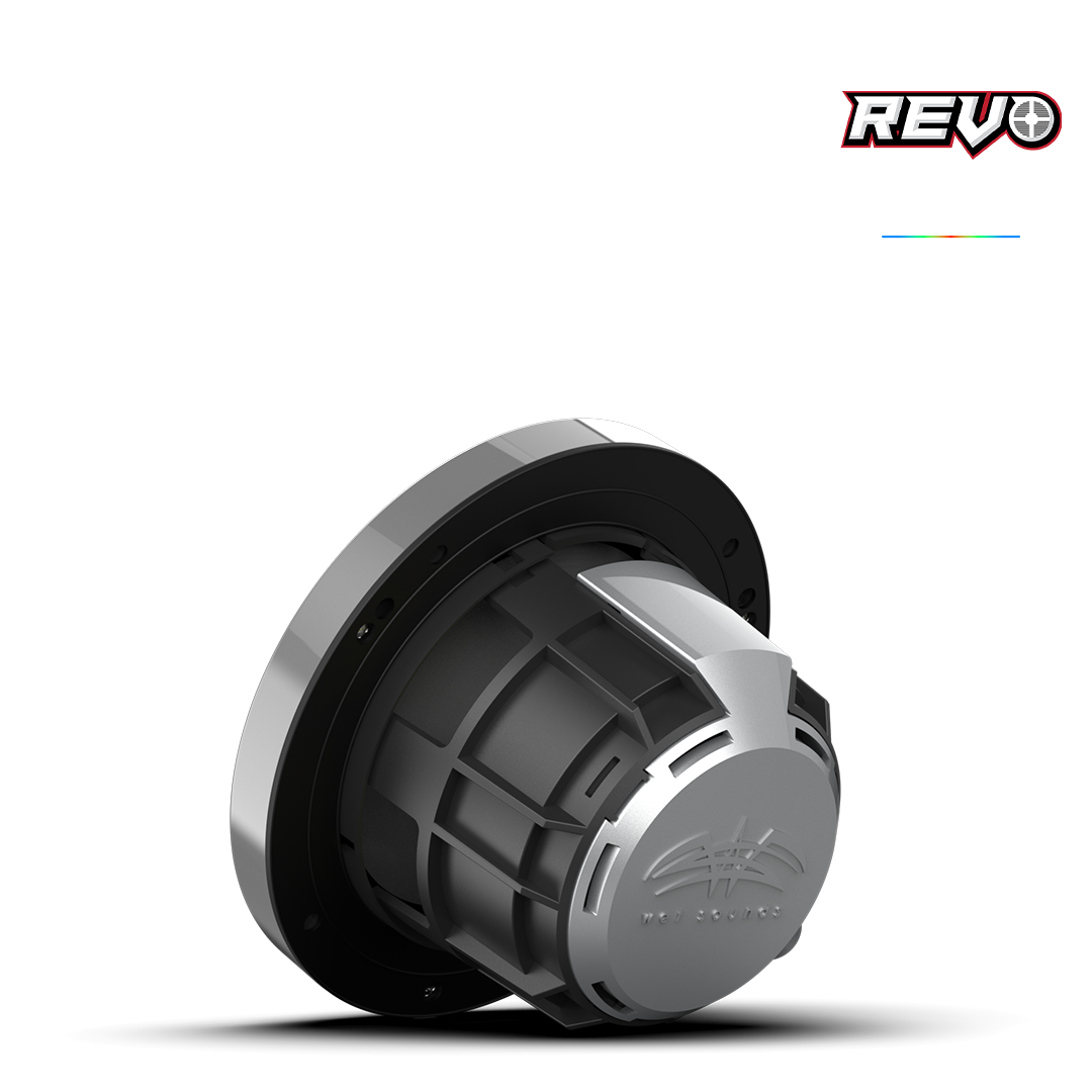REVO Series 6.5-inch High-Output Component Style Coaxial Speakers w/ XS-Gunmetal-Stainless Steel RGB Grilles