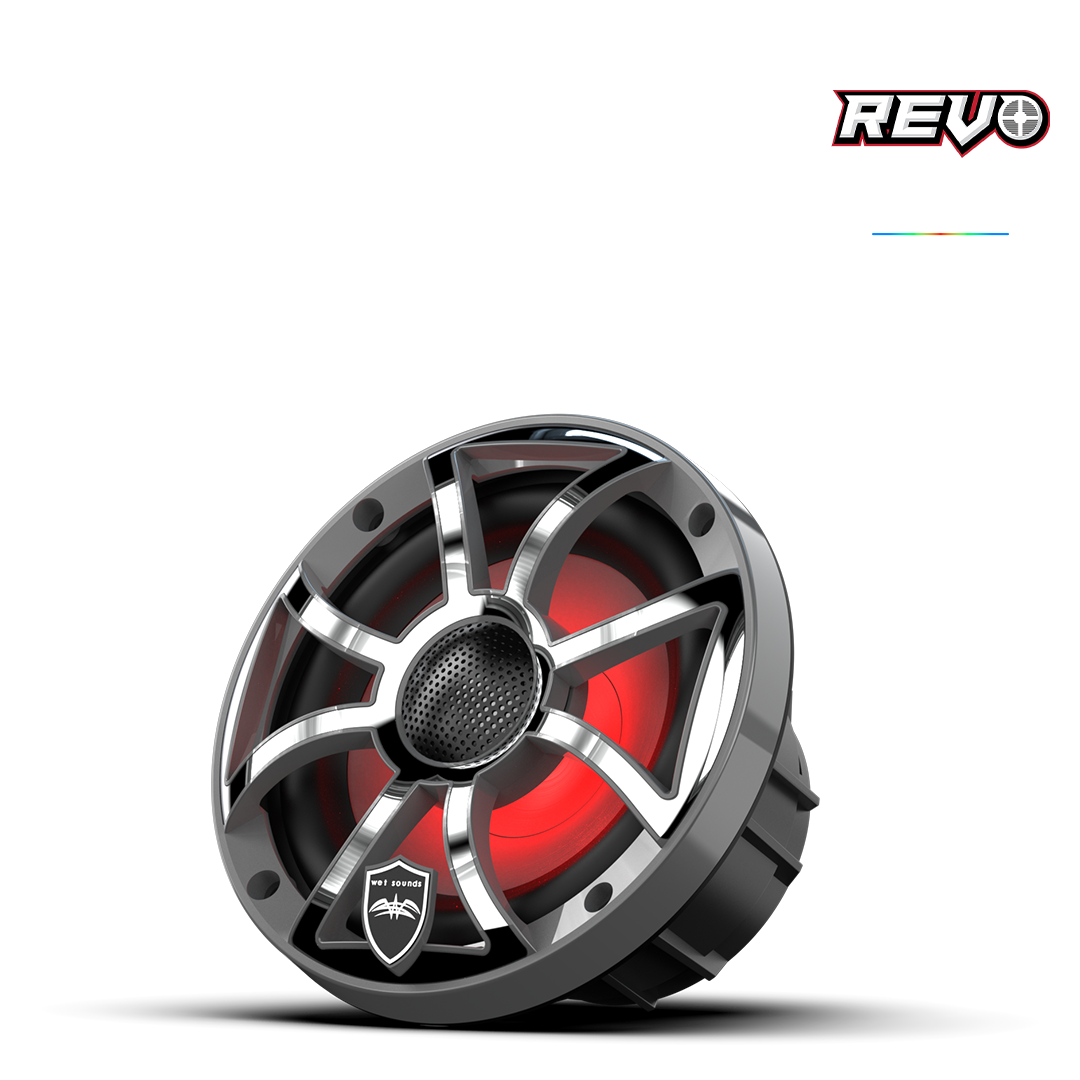 REVO Series 6.5-inch High-Output Component Style Coaxial Speakers w/ XS-Gunmetal-Stainless Steel RGB Grilles
