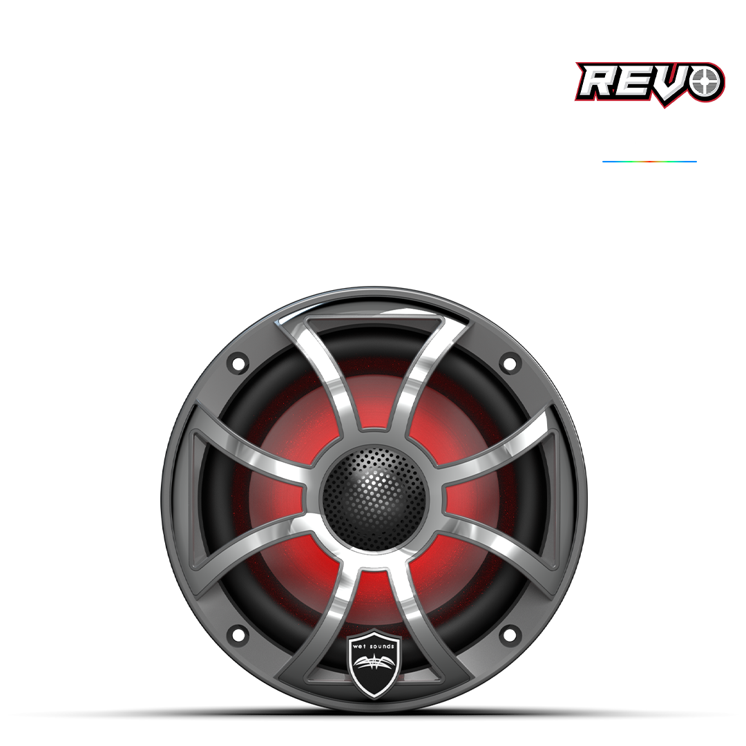 REVO Series 6.5-inch High-Output Component Style Coaxial Speakers w/ XS-Gunmetal-Stainless Steel RGB Grilles