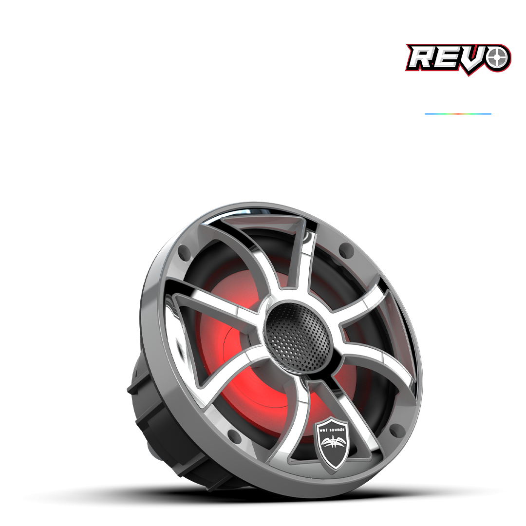 REVO Series 6.5-inch High-Output Component Style Coaxial Speakers w/ XS-Gunmetal-Stainless Steel RGB Grilles