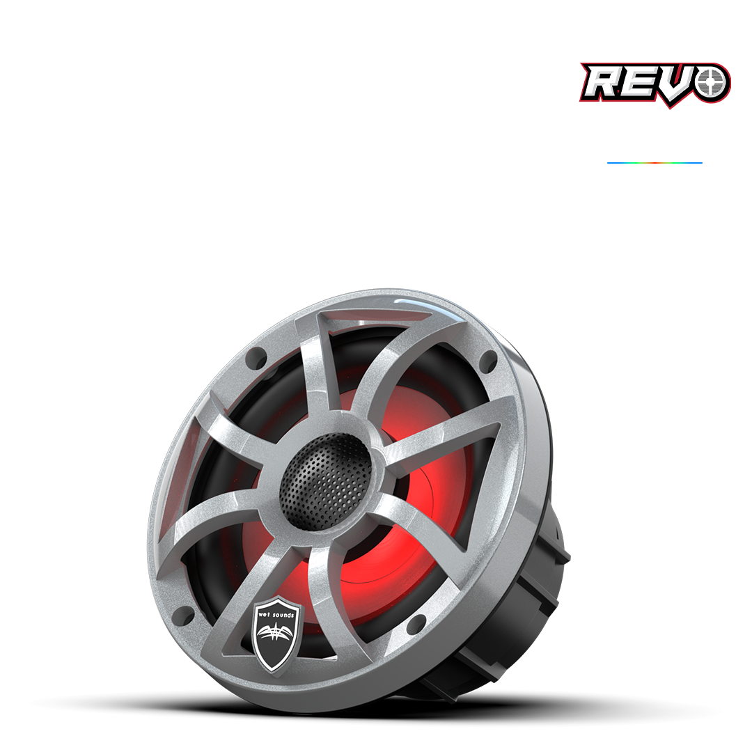 REVO Series 6.5-inch High-Output Component Style Coaxial Speakers w/ XS-Silver RGB Grilles